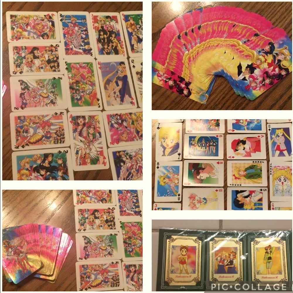 SailorMoon 2 Decks of Playing Cards & 6 Gold Cards